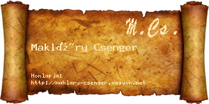 Makláry Csenger névjegykártya
